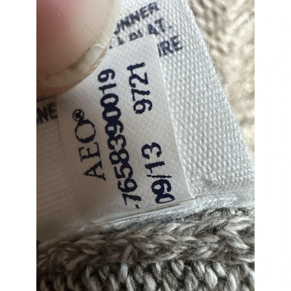 American Eagle Sweater Mens L Athletic Fit Grey Mock Neck Button Zip Pullover
